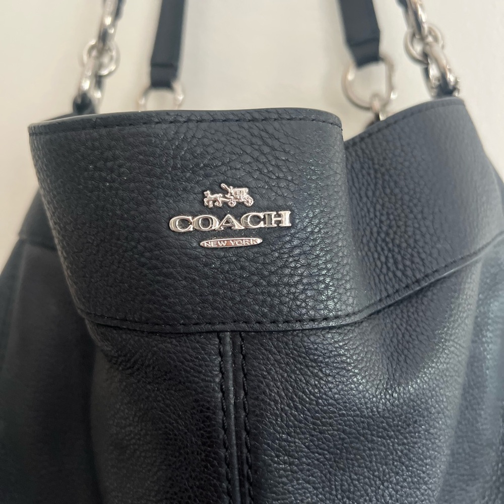 Coach Black Pebbled Leather Shoulder Bag